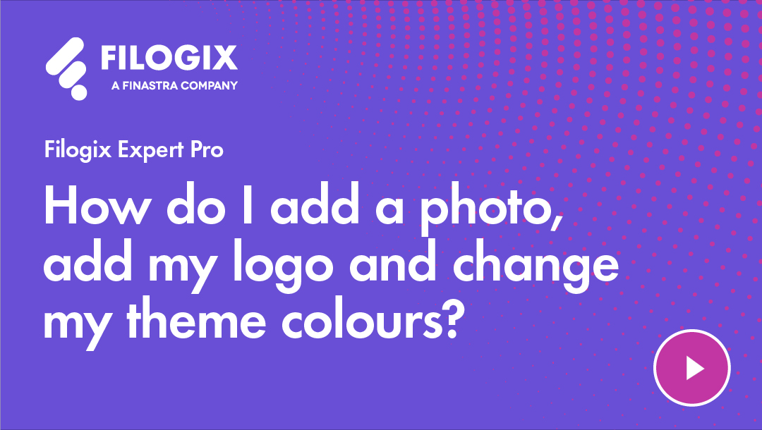 How do I add a photo, add my logo and change my theme colours?